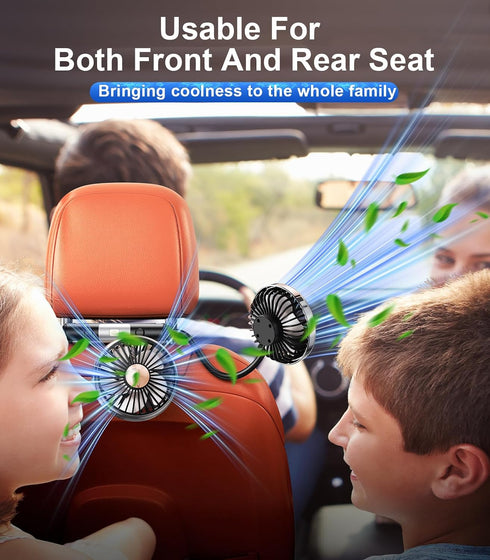 Dual Head Gooseneck Car Cooling Fans for Back Seat for Kids, USB Car Headrest Cooling Fan for Baby Rear Facing, Car