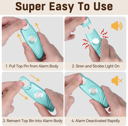Personal Safety Alarm for Women, 140dB Safe Sound Personal Alarm with Strobe Light, 2 Pack in 5 Colors