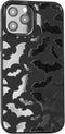 Matte Black Protective TPU Rubber Case for iPhone 12 Pro Max 6.7" - Cute Bats Spooky Print Classy Bumper Design