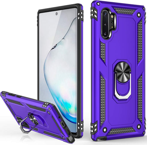LUMARKE Galaxy Note 10+ Plus Case, Military Grade Heavy Duty Protective Cover with Magnetic Ring Kickstand, Purple