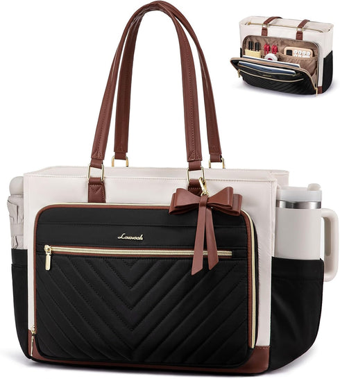 LOVEVOOK Teacher Tote Bag for Women, Work Laptop Bag Gift with Large Cup