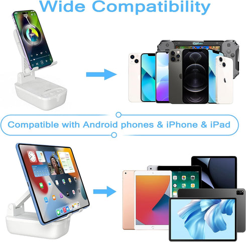 comiso Waterproof Cell Phone Stand with Bluetooth Speaker, Anti-Slip Design Shower Phone Speaker for Smartphones