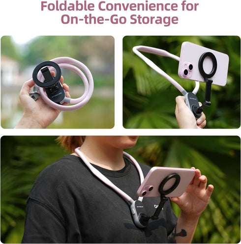 REYGEAK Magnetic POV/Vlog Phone Neck Mount Holder for Magsafe iPhone 15/14/13/12, Hand Free Chest Stand