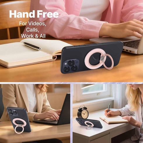 Jsoerpay Ultra-Thin Magnetic Phone Grip for MagSafe, Strong Magnet Phone Ring Holder, Includes Metal Ring Compatible