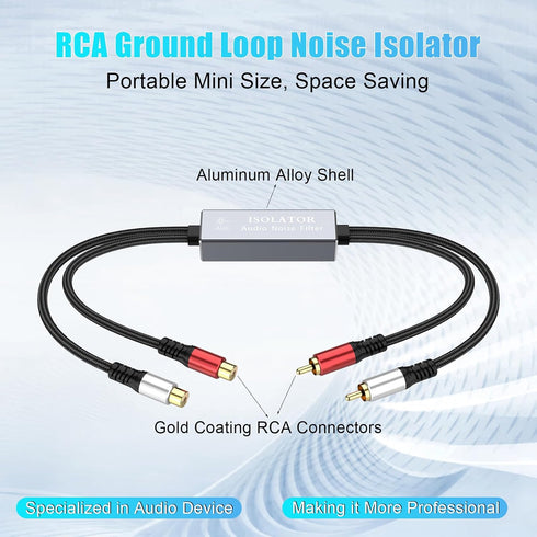 TEKERA RCA Ground Loop Isolator - Audio Filter with Dual Channel, Amplifier Noise Filter for Car Audio/Home Stereo