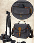 peacechaos Crossbody Shoulder Messenger Bag, Vintage DSLR/SLR/Mirrorless Camera Bag for Canon/Nikon/Sony (Black)