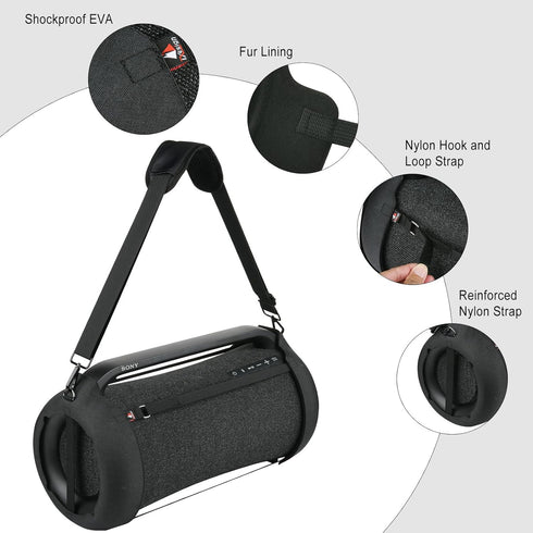 TXEsign Travel Carrying Strap Case Cover for Sony SRS-XG500 X-Series Bluetooth Speaker, Hard EVA Protective Shell