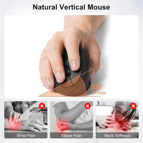 SANWA 2.4G Wireless Ergonomic Mouse, Optical Vertical Ergo Mice for Small Hands, 800/1200/1600 DPI, Black
