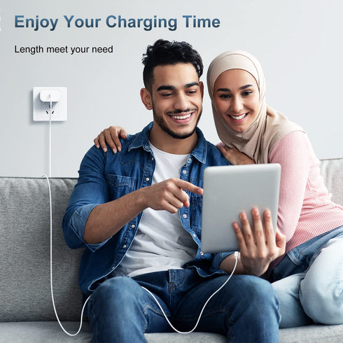 20W USB C Fast Charger Block & 10 Ft Type C to C Cable (60W) for iPhone 15 Pro Max, iPad, MacBook, Samsung.