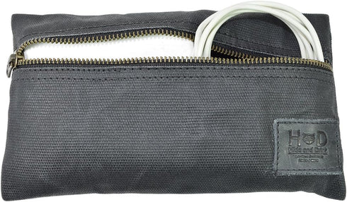 Hide & Drink, All Purpose Utility & Charger Case for MacBook, iPad & Laptop Handmade from Waxed Canvas (Charcoal Black)