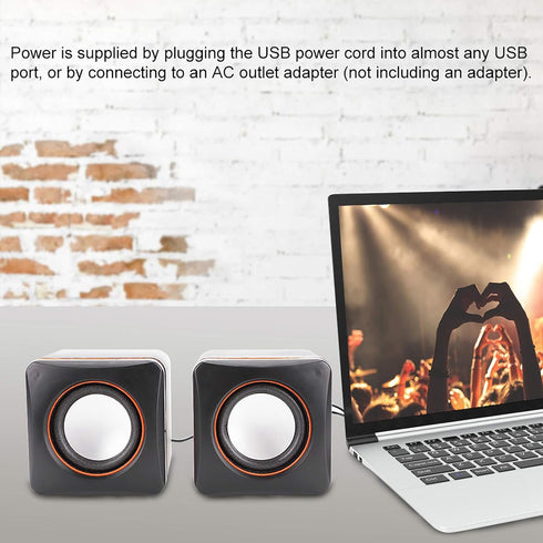 Mini USB Stereo Computer Speaker, 3.5mm Jack Wired Speaker for Desktop Laptop PC, Compact USB Charging