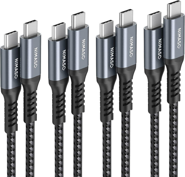 NIMASO USB C to C Cable 4-Pack (10ft, 6.6ft, 3.3ft, 1ft) for iPhone 15, iPad Mini 6, MacBook Pro, Galaxy S23, Switch.