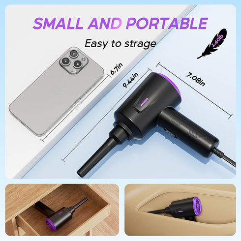 5.74 oz Electric Air Duster - Air Blower - Multi-Use Compressed Air Duster for Keyboard- Computer and PC - Powerful