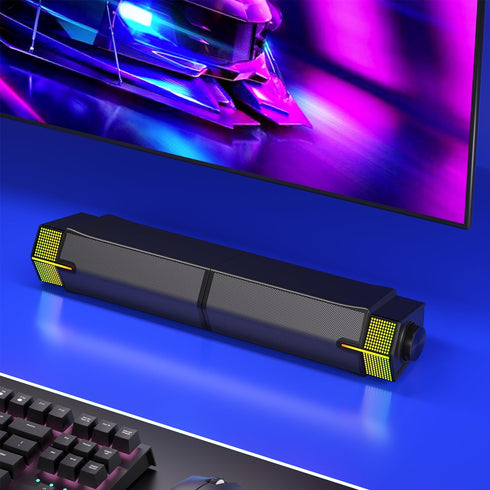 Jeecoo M20 Bluetooth Computer Speakers for PC, Wired USB-Powered Sound Bar, Superb Stereo Sound, Gradient LED