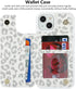 iCoverCase iPhone 13 Phone Case with Card Holder, RFID Blocking PU Leather Protective Case for iPhone 13, Gray Leopard