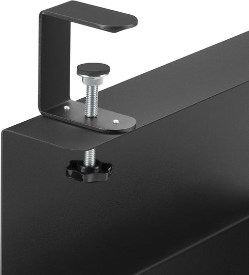 Zhiyo Steel 15.8in Cable Management Under Desk Tray - XL Clamp-On Cord Organizer for Desk, Black Wire Management Tray