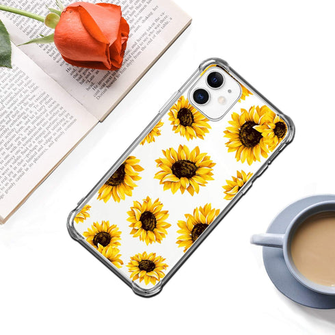 Sunflower Clear Case for iPhone 11 (2019) - Yellow Sunflower Floral Back Cover, Transparent Soft TPU Bumper Shockproof