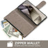 Asuwish Wallet Case for Samsung Galaxy S24 Ultra 5G - Grey, with Tempered Glass Protector & Flower Flip Card Holder.