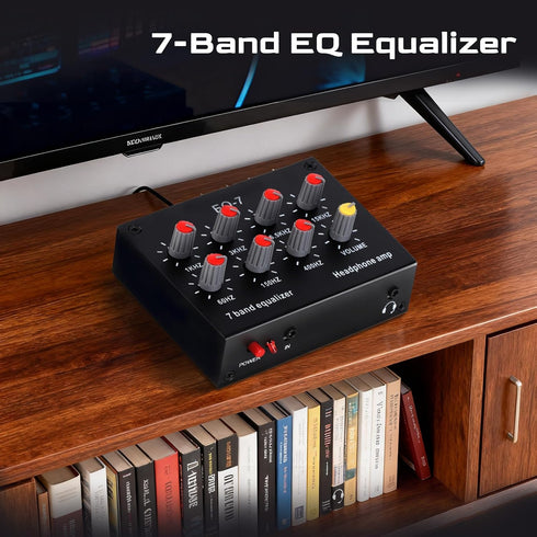 EQ-7 Headset 7 3.5mm 12dB Audio Signal Amplifier, Band Car Audio Equalizer, Dual Channel Sound Equalizer