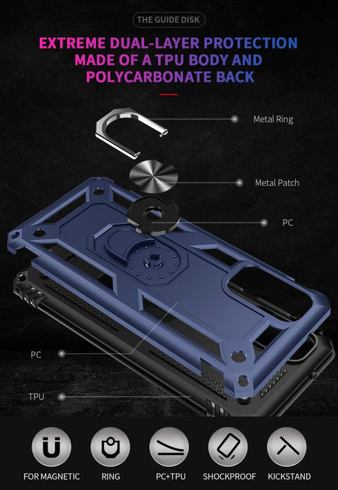 ADDIT Military Grade 15ft Drop Tested Protective Case with Magnetic Car Mount Ring Holder for Samsung Galaxy S20 fe