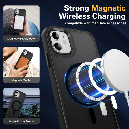 Strong Magnetic Anti-Fingerprint Case for iPhone 11, Compatible with MagSafe Wireless Charging, Translucent Matte Slim