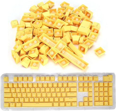 PBT Keycaps, 108 Keys Translucent Key DIY Keycaps for 61/64/87/104/108 Key Mechanical Keyboards (Yellow)