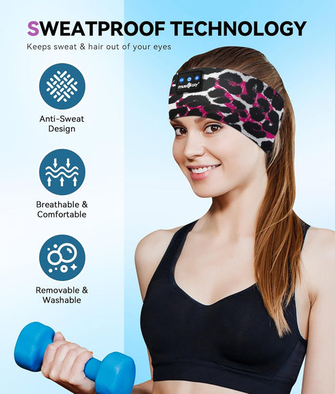 MUSICOZY Bluetooth 5.2 Sleep Headphones, Wireless Earbuds with HD Stereo Speakers for Running, Workout, Yoga Gift