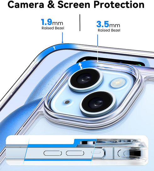 Mkeke Clear iPhone 15 Case - Slim, Shockproof Bumper, Military-Grade Drop Protection, Not Yellowing - 2023 Model