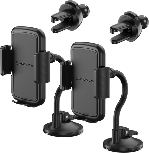 Scosche SUHVWDL-2XCES0 Universal Cell Phone Mount, Rotatable Hands-Free Car Air Vent/Dashboard/Windshield Holder for