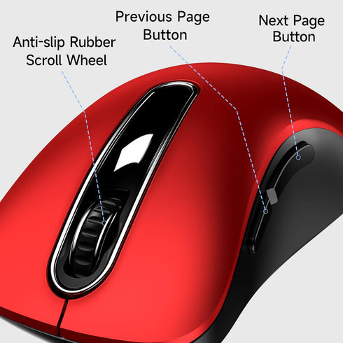 memzuoix Wired Mouse - Pomegranate Red USB Computer Mouse, 1200 DPI, Ergonomic Design, 5 Buttons, 5FT Cord