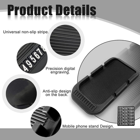 Car Dashboard Cell Phone Holder, Anti-Slip Pad with Double-Groove, Silicone Tray for Phone GPS Keychains Sunglasses Mat