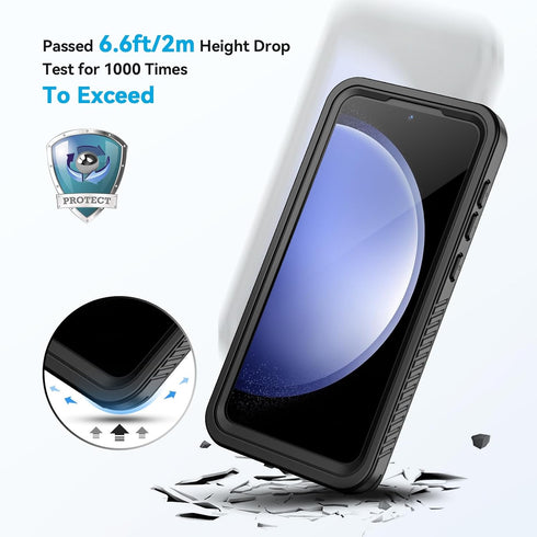 Lanhiem Samsung Galaxy S23 FE Case, IP68 Waterproof Heavy Duty Protection with Built-in Screen Protector, Black