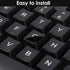 Xinjoduz 4 PCS Universal English Keyboard Letter Stickers, Black Background with White Lettering, Keyboard Stickers