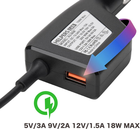 Laptop Car Charger with USB QC3.0 for HP Pavilion, Compaq, Presario, Envy, Elitebook, ProBook 19V 4.74A 90W