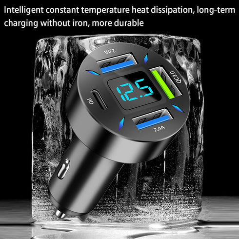 4 Ports USB Car Charger, 66W Super Fast Charging with QC 3.0, PD 20W, and USB 2.4A Adapter (2PCS)
