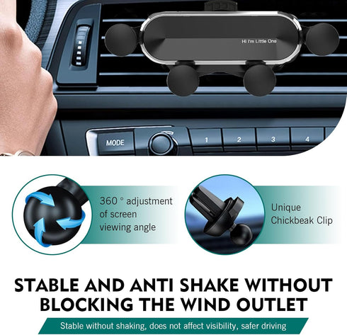 XIZAKEE 1 360 PC Gravity Mechanical Phone Holder, Degrees Air Outlet Cellphone Mount, Silicone Auto Lock Air Vent Phone