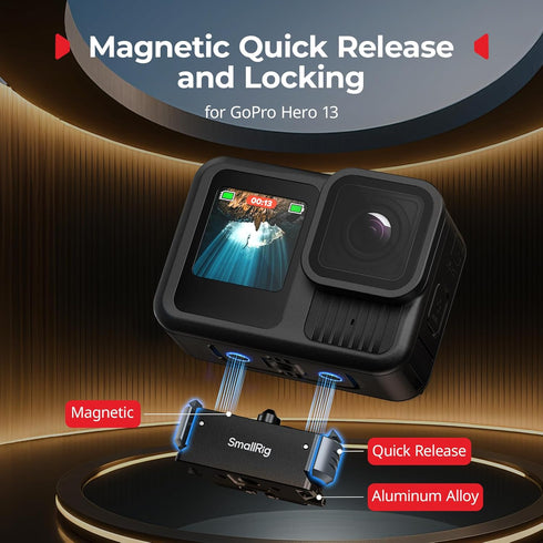 SMALLRIG 13, 1/4"-20 5437 Magnetic Quick Release Mount for GoPro Hero Aluminum Adapter with Screw and Dual-Claws