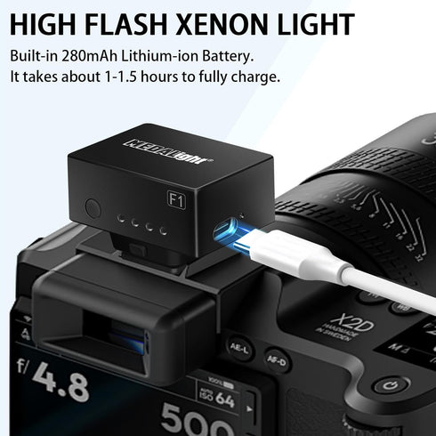 F1 Mini Camera Flash Speedlite for Ricoh (GR3/GR3X, etc.), Fuji/Sony/Nikon/Canon, Portable Mini Hot Shoe Flashlight
