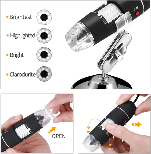Original 40-1000X USB Microscope with Portable Carrying Case, Digital Magnification Endoscope Camera for Android,