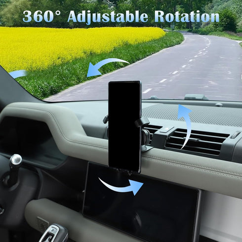 PIUGILH Phone Cradle for Land Rover Defender 90 110 130 (2020-2023) Aluminum Alloy Dashboard Mobile Phone Holder