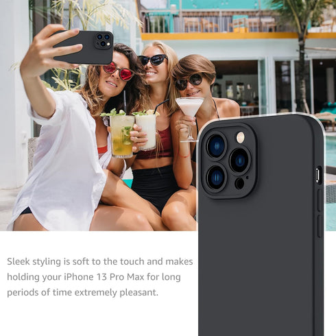 MCFANCE Silicone Magnetic Case for iPhone 13 Pro Max - Compatible with MagSafe, Shockproof Cover (Black)