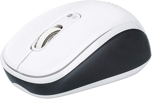 Manhattan Ergonomic Wireless & Bluetooth Mouse - 800/1200/1600 dpi, 3 Buttons with Scroll Wheel, Black & White