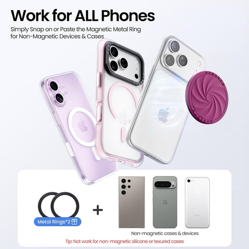 ORNARTO Vortuxe for MagSafe Phone Grip with Kickstand, Soft Liquid Silicone Finger Loop Grip, Phone Ring Holder
