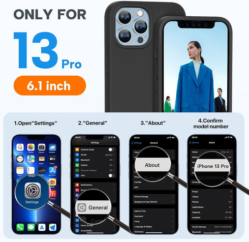Miracase iPhone 13 Pro Case (6.1") - Shockproof Liquid Silicone, Tempered Glass Protector, Soft Anti-Scratch Lining