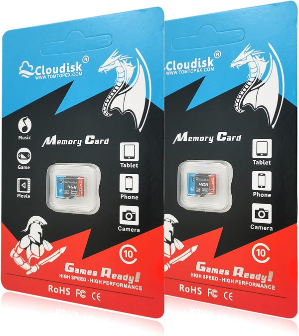 Pack of 2 Micro SD Card 4GB U1 Class 10 Micro SDHC Memory Card Optimized for Gaming, Cell Phone, Camera, Tablets and Drones (4GB)