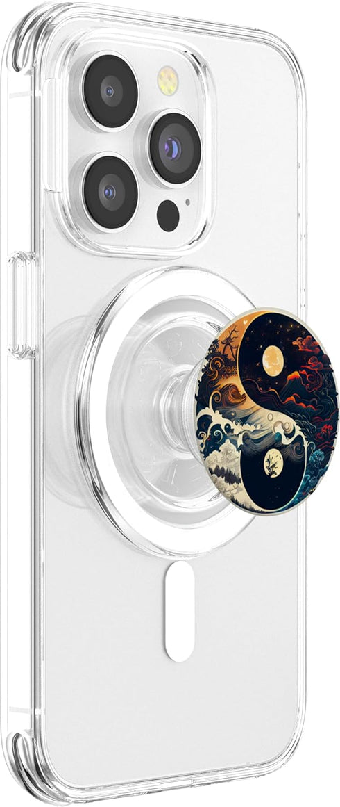 Yin Yang Day & Night Waves Clouds Celestial Sun Moon PopSockets MagSafe PopGrip for iPhone
