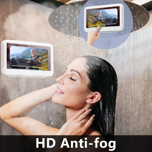 Shower Phone Holder Waterproof, Anti Fog High Sensitivity Touch Screen, 360° Rotation Wall Mount Shower Case for Phone,