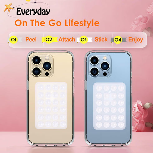 sicitu 2Pcs Suction Phone Case Mount, Silicone Phone Suction Grip Compatible with iPhone and Android Cases, Anti-Slip