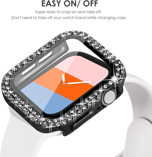 KADES Bling Protective Case for Apple Watch 38mm with Built-in Screen Protector for iWatch Series 3 2 1 (Black)