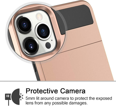 Vofolen Compatible with iPhone 12 Pro Case, Wallet Cover with Credit Card Holder, Anti-Scratch Dual Layer, Rose Gold